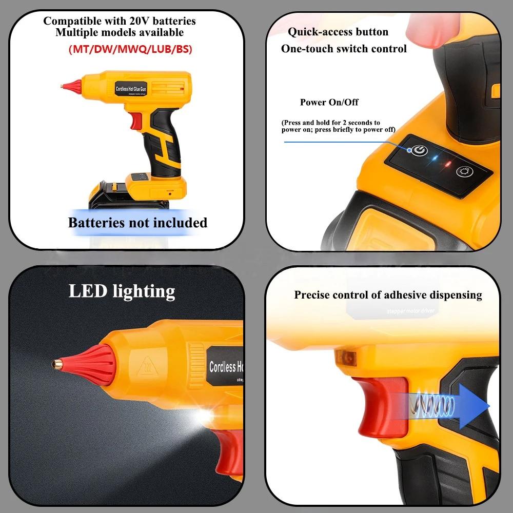 Многофункциональный беспроводной клеевой пистолет для аккумуляторов Makita/DeWalt/Milwaukee/Bosch/Ryobi 18/11V с клеевыми стержнями 11 мм, DIY электроинструмент
