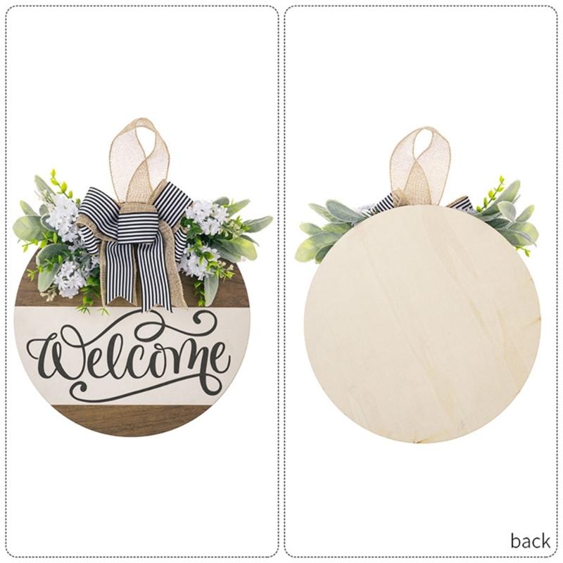 Деревянная приветственная табличка Цветочный венок Подвески Подвески для входной двери Стены Сада Доска с украшениями в виде бантиков