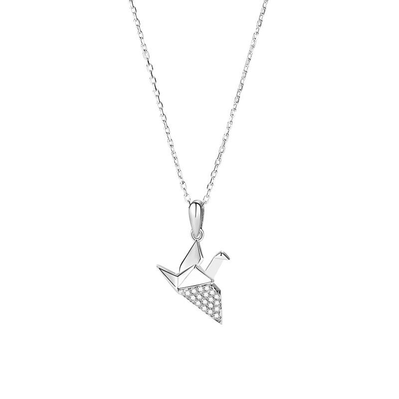 Thousand Paper Crane Pendant Necklace Women'S Fashion Ins Simple Temperament Niche Design Sense Ins Premium Durable