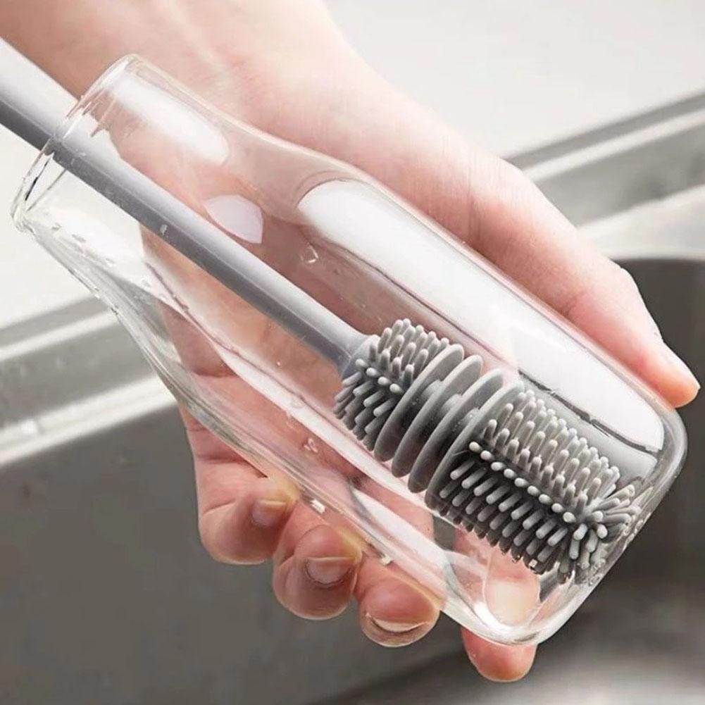 Silicone Cup Brush Cup Scrubber Glass Cleaner Kitchen Cleaning Tool Long Handle Drink Wineglass Bottle Glass Cup Cleaning Brush CDN