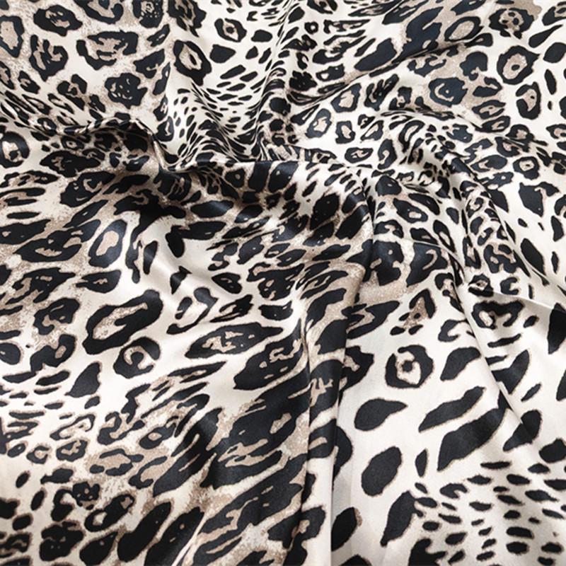 Сатиновая ткань с леопардовым принтом, имитация шелка для одежды, подкладки, повязок на голову и сумок