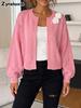 Женский элегантный вязаный кардиган-пальто с цветочными мотивами, связанными крючком, для осени и зимы