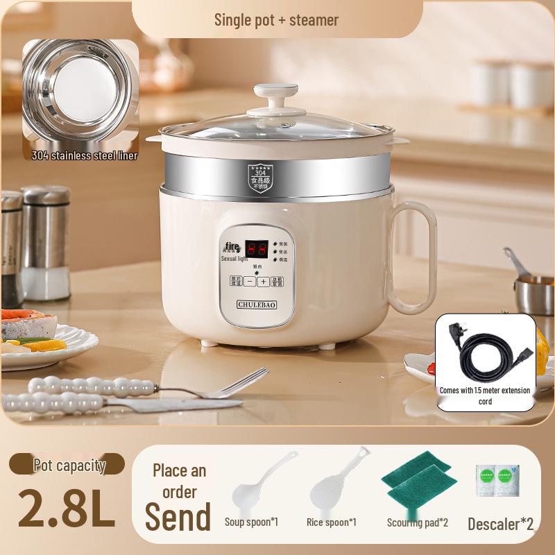 Small Electric Steamer & Rice Cooker: 304 Stainless Steel, 1-3 Person Capacity, Multi-function for Cooking, Steaming & Boiling