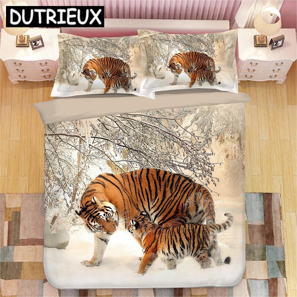 3D Animal Horse Tiger Lion Print Bedding Set Duvet Covers Pillowcases One Piece Comforter Bedding Sets Bedclothes Bed Linen 04