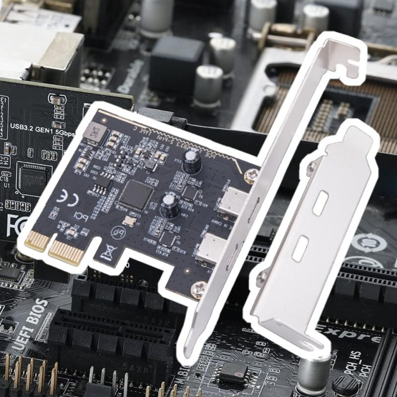 Two USB 3.2 Gen1 Type C PCIExpress Expansion Card ASM1042 Chipset Fast Speed 5Gbps for Desktop