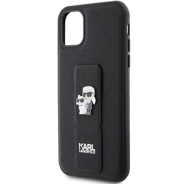 Karl Lagerfeld KLHCN61GSAKCPK iPhone 11 / Xr 6.1 czarny/black hardcase Gripstand Saffiano Karl&Choupette Pins