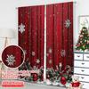 2D Flat Printing 2pcs Christmas Drapes Festive Snowflakes and Pine Branches Durable 100% Polyester Fabric Without Electricity