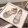 Girls Toes Capped Sandals Soft Sole Children Half Shoes Fashion Kids Flats Princess Shoes with Bow-knot 2024 Spring Autumn New