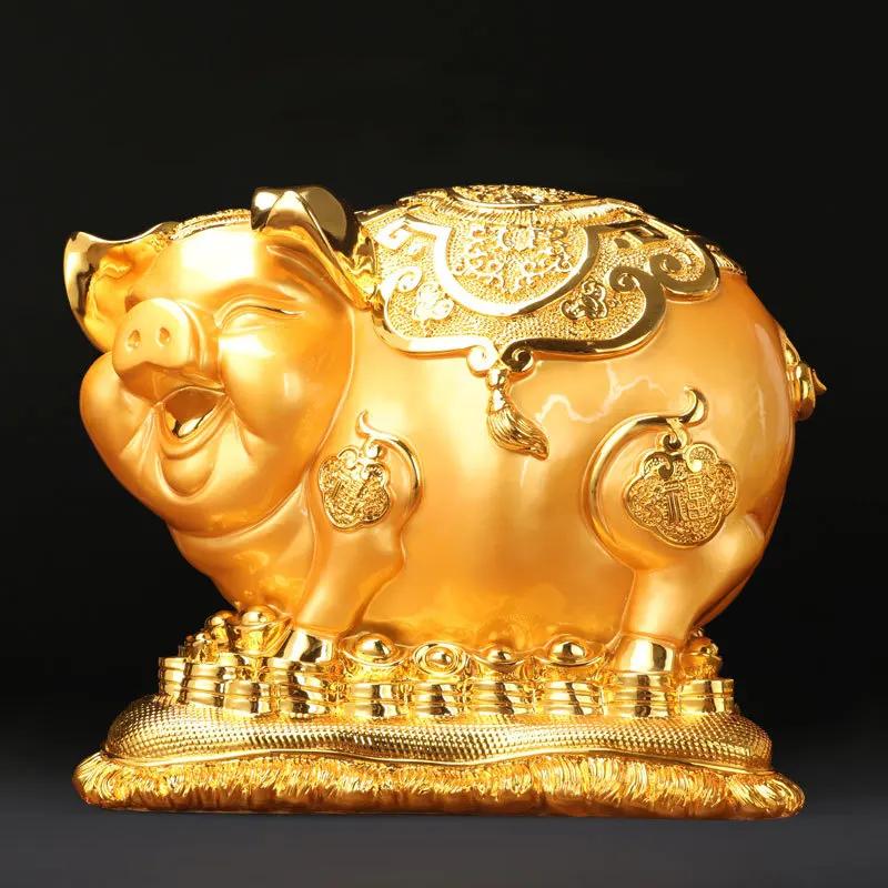 Креативная золотая копилка для украшения дома, аксессуары, современные поделки из смолы, деловые подарки, гостиная, тумба под телевизор, украшения