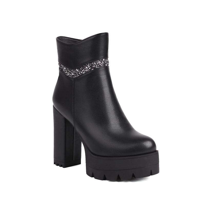 Женские короткие сапоги на высоком каблуке, осенне-зимние новые цветные непромокаемые большие короткие сапоги на платформе на толстом каблуке