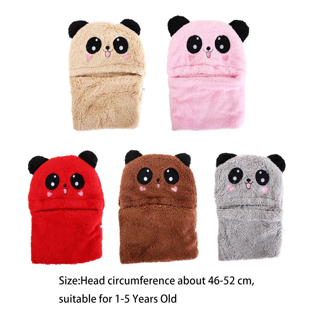 Winter Warm Fleece Hats Scarf Set for Kids Cute Cartoon Panda Hats Windproof Beanies for Girls Boys Christmas Gifts