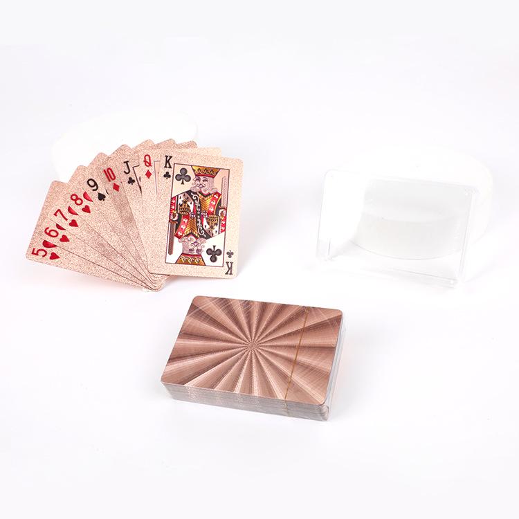 Пластиковые игральные карты с радиальным узором цвета розового золота - Подарочное издание Настольные игры