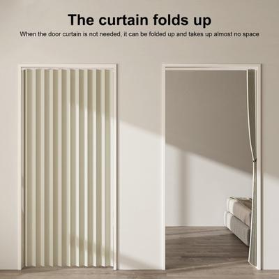 Магнитная дверная занавеска без перфорации, складная ветрозащитная плиссированная защита конфиденциальности, невидимая утолщенная занавеска для спальни, гостиной, дверной проем, подходит для