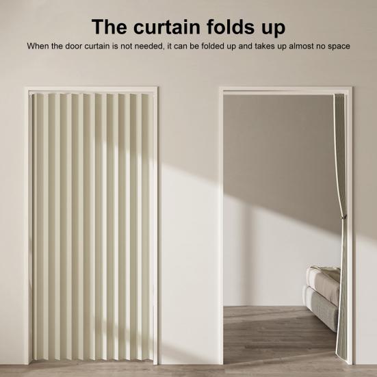 Магнитная дверная занавеска без перфорации, складная ветрозащитная плиссированная защита конфиденциальности, невидимая утолщенная занавеска для спальни, гостиной, дверной проем, подходит для