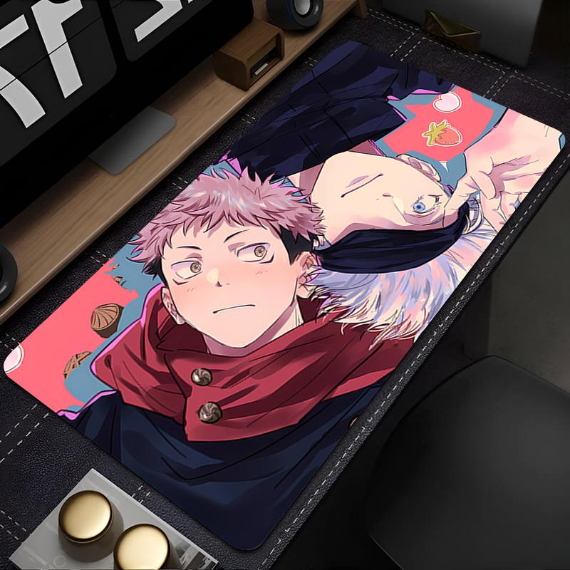 Расширенный игровой коврик для мыши Jujutsu Kaisen с прошитыми краями, настольный коврик с нескользящей основой, коврик для клавиатуры компьютера для ноутбука