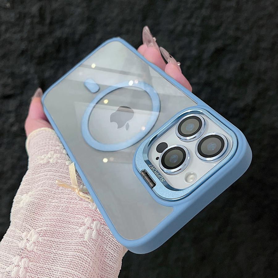 Роскошный магнитный противоударный чехол для телефона iPhone 15 16 14 13 12 11 Pro Max для Magsafe Funda Stand Glass Защитная крышка для объектива