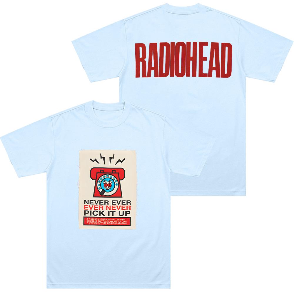 Футболка с нашивкой 'Pick It Up' Radiohead Рок-группа Хлопок Короткие рукава Унисекс Верхняя одежда Летняя Высокое качество Харадзюку Эстетика Футболки