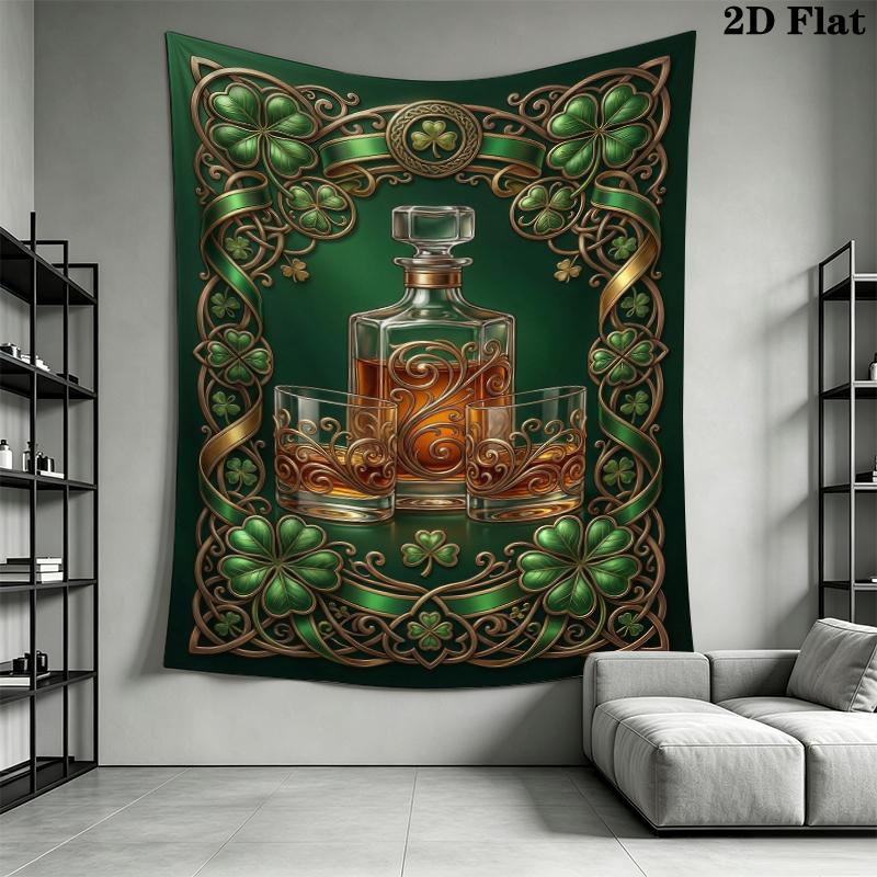 St.Patrick's Day Wall Tapestry Aesthetic Wall Hanging Printed Fabric Blanket Decorative Tapestries for Bedroom Living Room Home Decor
