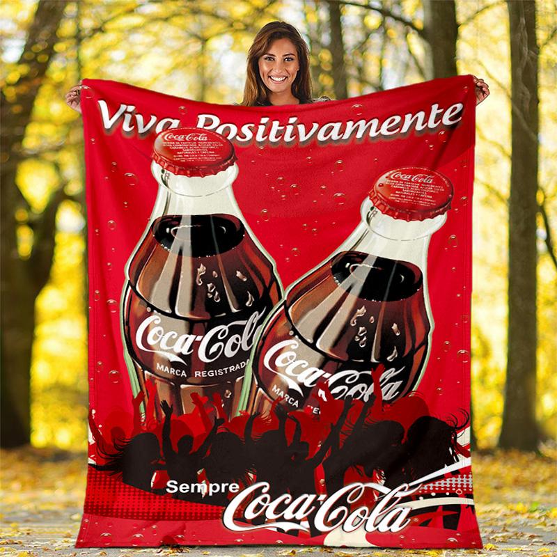 Christmas gift Halloween themed cola beverage Coca Cola blanket soft home furnishing nap decoration four seasons warm Sherpa blanket U26