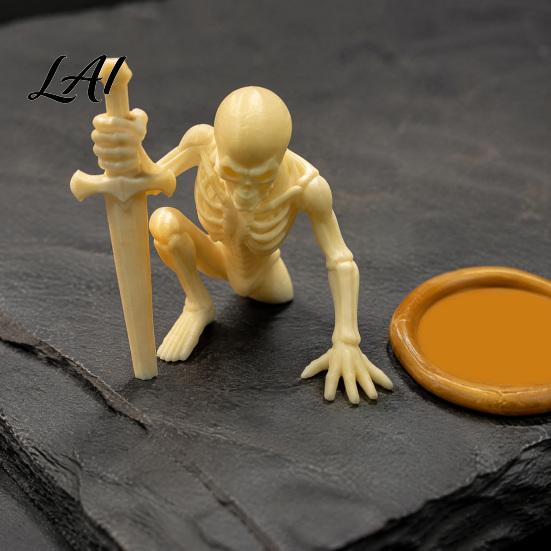 Durable Hard Material Figurine 3D Printed Skeleton with Swords Creative Desktop Ornament Immortal Style Collectibles Swords Statue for Home