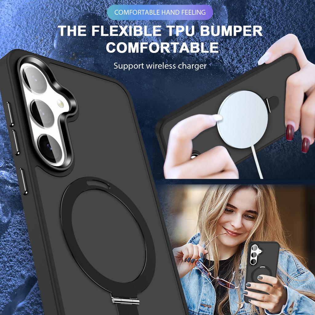 For Samsung Galaxy S24 Ultra PC Case Kickstand Protective Cover Compatible with MagSafe