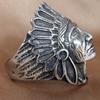 Cool Mens Gold Plated Biker Indian Chief Head Ring Stainless Steel Size 7-15