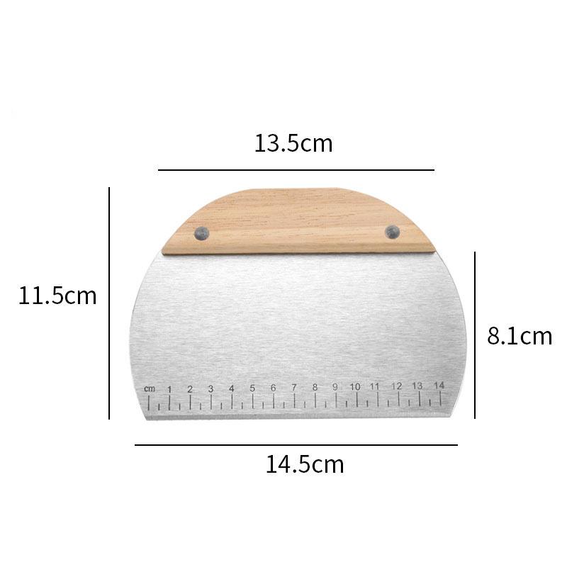 Stainless Steel Dough Scraper Kitchen Dough Bench Scraper Bread Cutter Chopper with Non-Slip Wooden Handle and Measuring Scales