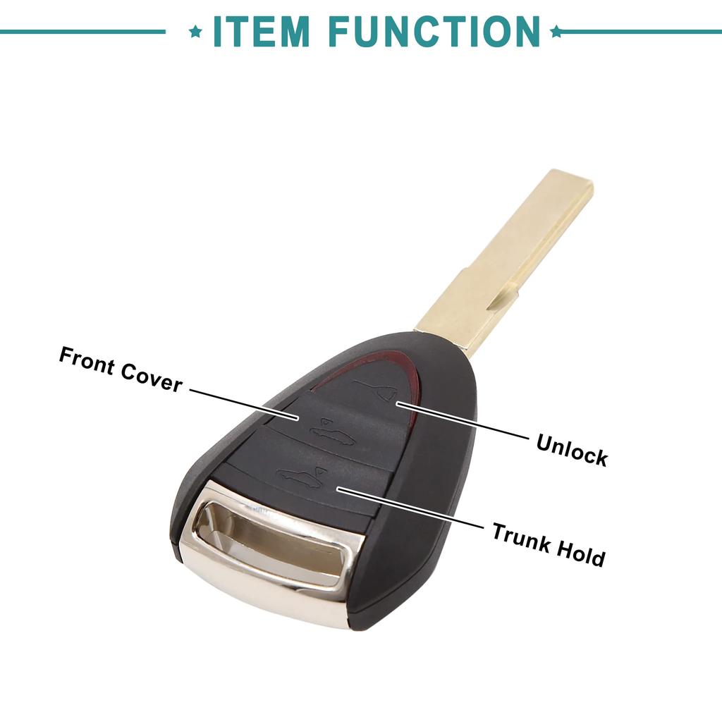 ACROPIX Key Fob Case, 3-Button Remote Control Case Shell for Porsche and Boxster, Black, 1 Piece