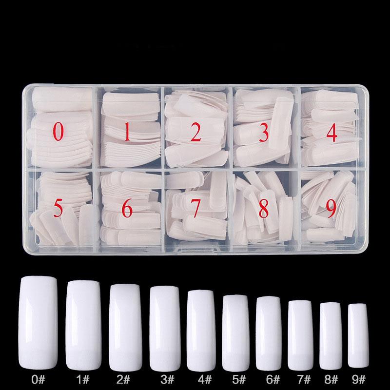 500 шт. акриловые накладные ногти с коробкой, прозрачный белый натуральный полупокрытие, полное покрытие, инструмент для французского маникюра