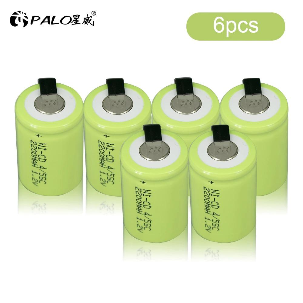 PALO Аккумуляторная батарея 1,2 В 4/5SC, ​​2200 мАч, 4/5 SC Sub C Ni-CD, со сварочными выступами для электрической дрели, отвертки