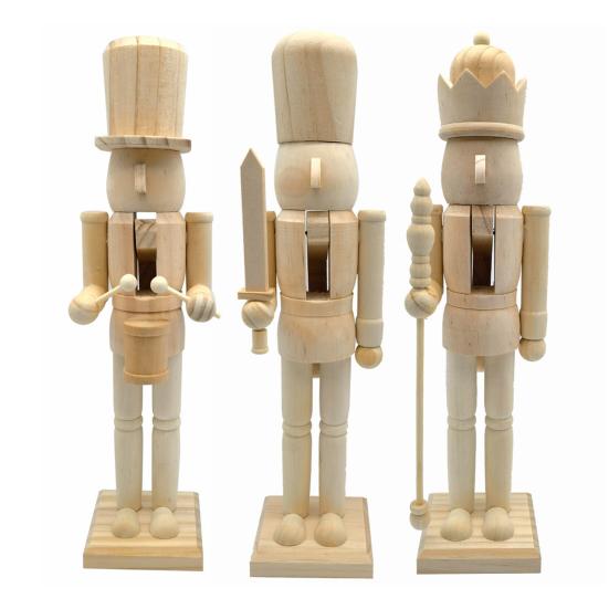 1/2/3 шт. 25/38 см Рождественская деревянная незаконченная фигурка Щелкунчика Сделай сам Пустая неокрашенная фигурка солдатика Праздничное украшение для вечеринки