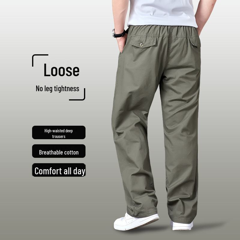 Мужские свободные комбинезоны большого размера весна/лето для мужчин среднего возраста. Повседневные, легкие и прямые спортивные брюки.