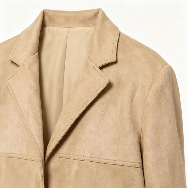 Womens Slim Fit Suede Blazer Jacket Casual Office Wear Street Style