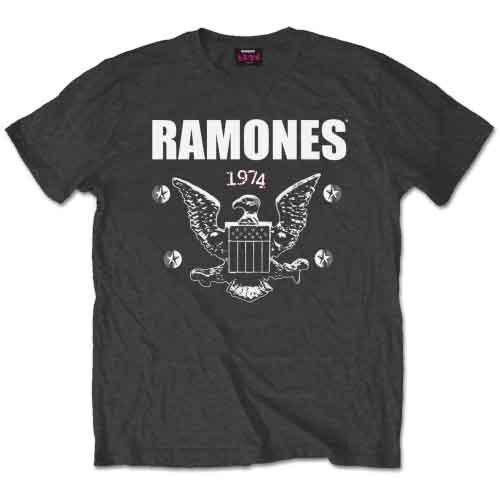 Ramones 1974 Eagle T-Shirt Grey New
