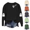 Women's Fashionable Casual Long-sleeved Halloween Printed Round-neck Top