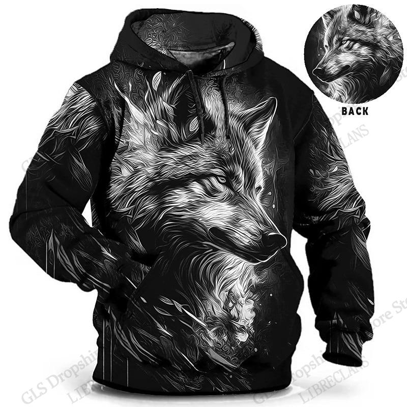Vintage Animal Wolf 3d Graphic Print Hoodies Men Women Fashion Hoodies Sweatshit Unisex Coat Women Sweats Men Clothing Oversized