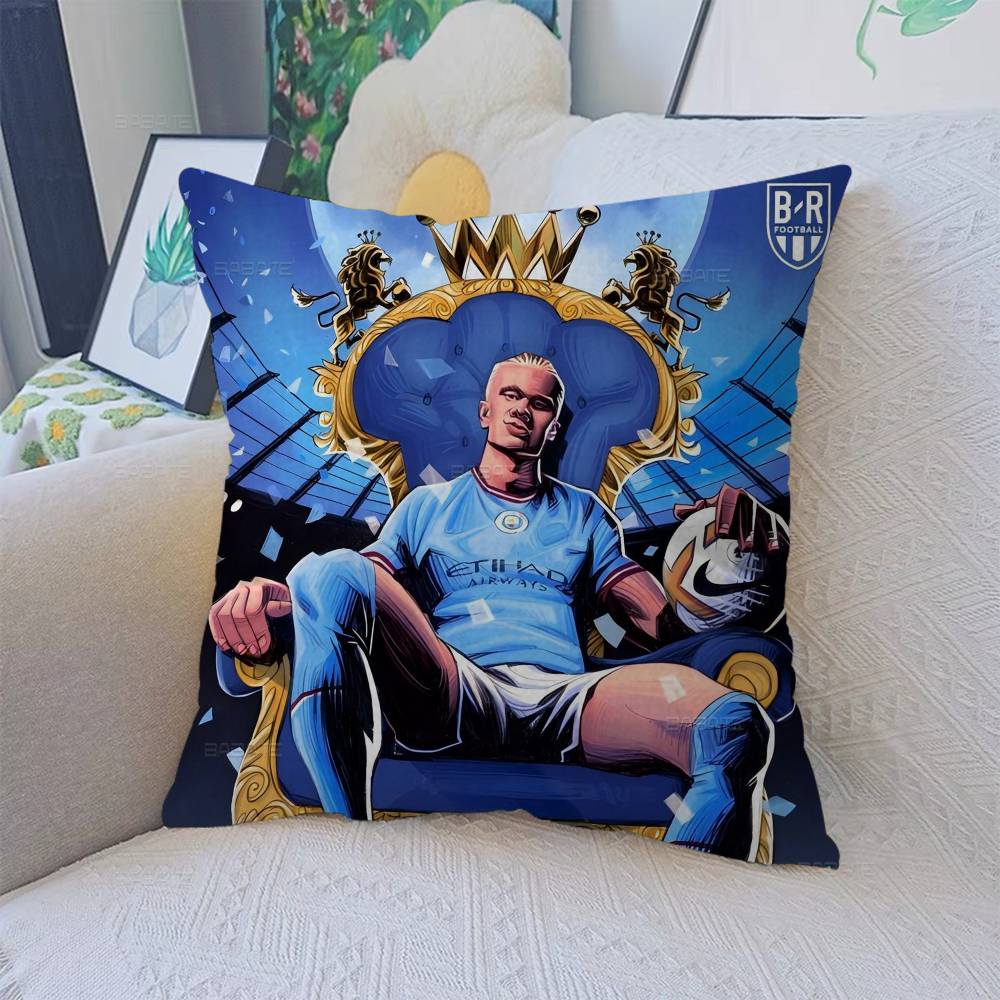 E-Erling B-Braut FootballStar H-Haaland Pillow Anime Pillow Sofa Bed Head Pillow Cover Cushion Cover 45x45 cm Fashion