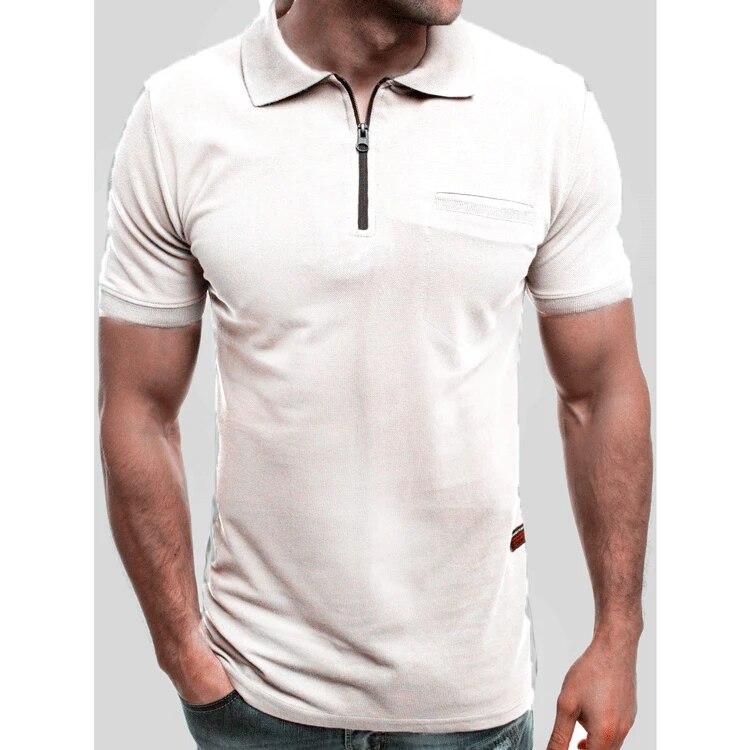 New Men's Solid Polo Shirt Lapel Short-sleeved Polos Shirt Zipper Collar Fashion Summer Thin Shirt Casual Loose Tops