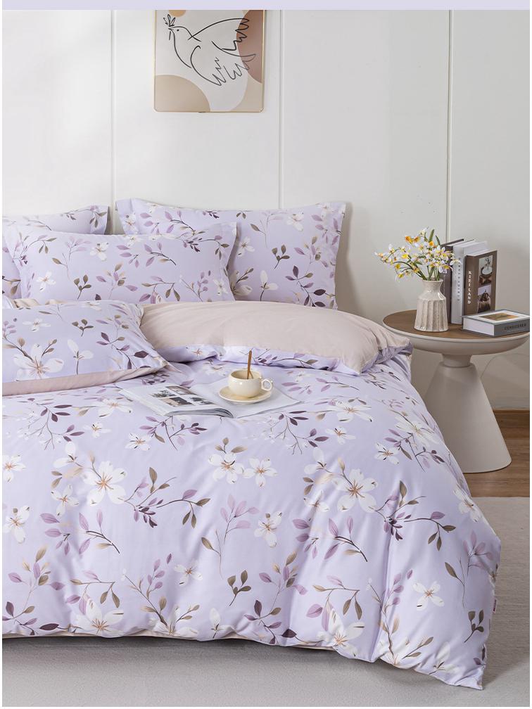 Комплект постельного белья Duo Xi Ai из чистого хлопка с цветочным рисунком - 4 шт. стеганое покрывало и простыня