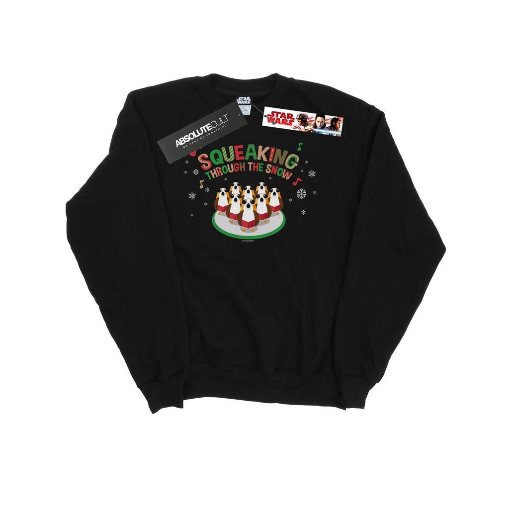Star Wars Mens The Last Jedi Porgs Squeaking Through The Snow Sweatshirt