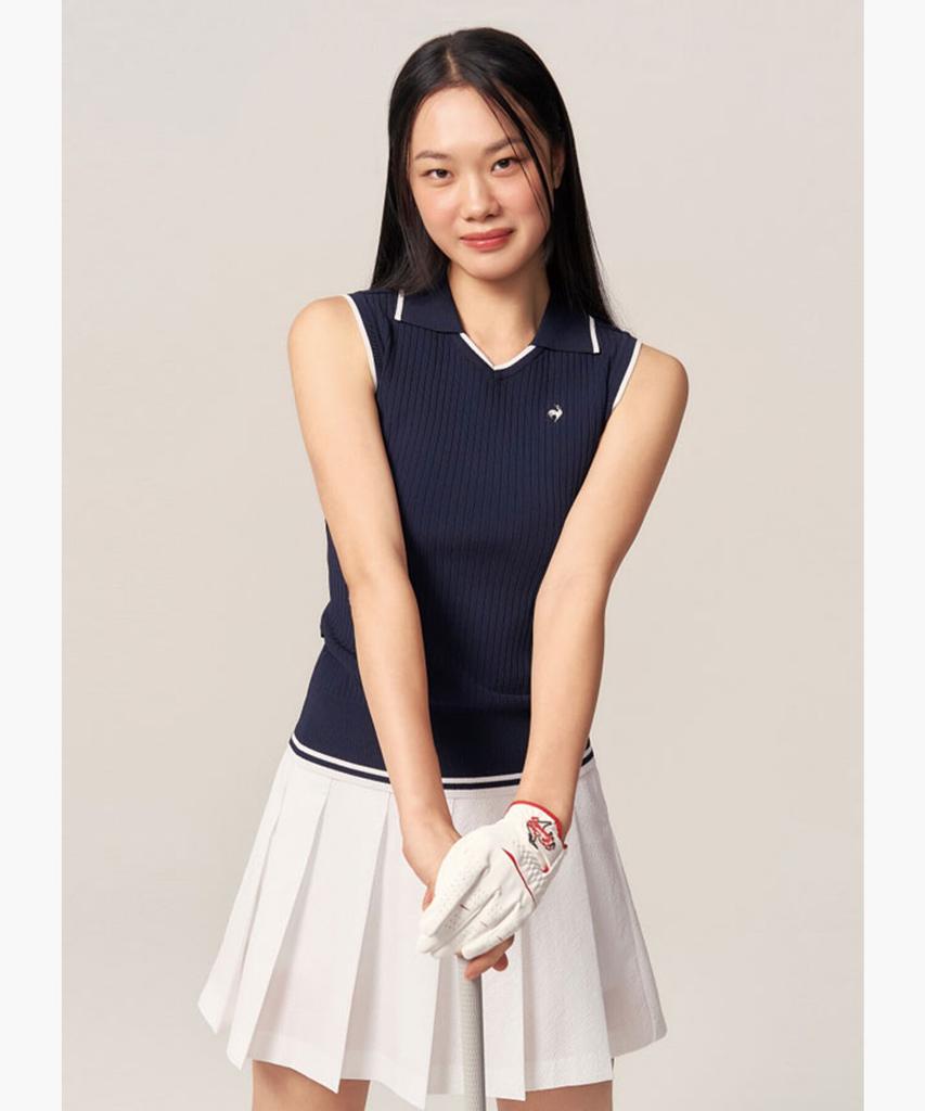 Женский sleeveless свитер в рубчик Dry LECOQ GOLF _Темно-синий Gr222Lkp52