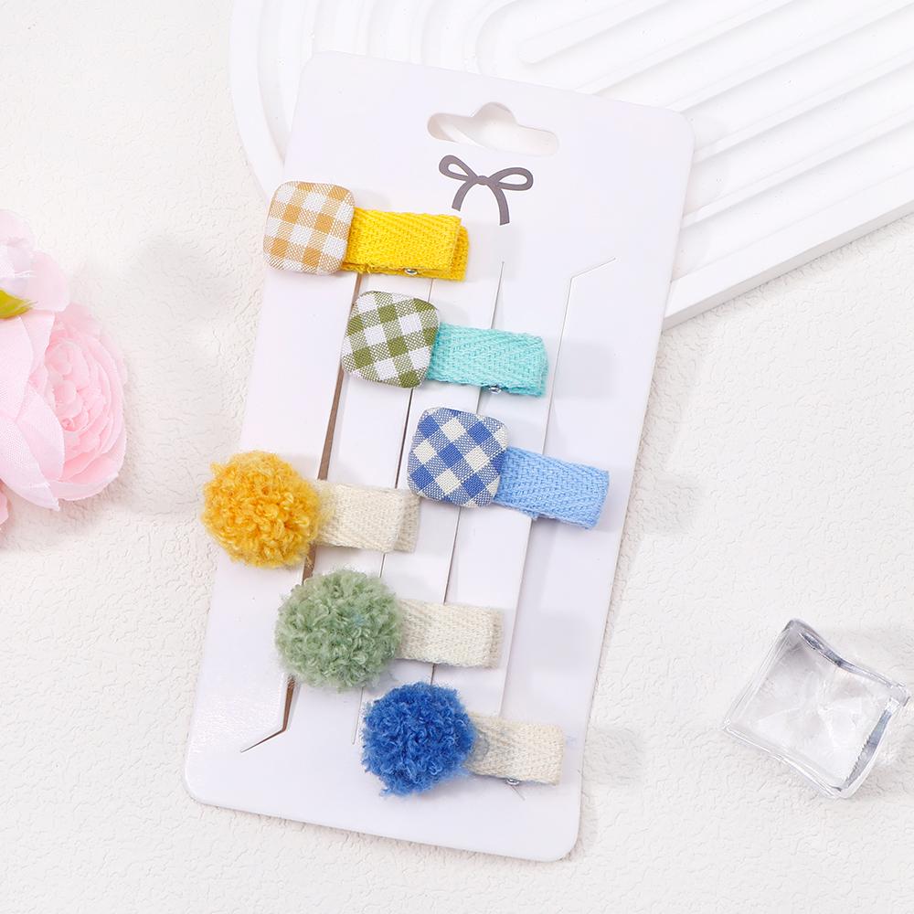 6Pcs/Lot New Solid Flowers Hair Clips for Kids Fabric Plush BB Hairpins Girl Hairgripe Headwear Baby Hair Accessories