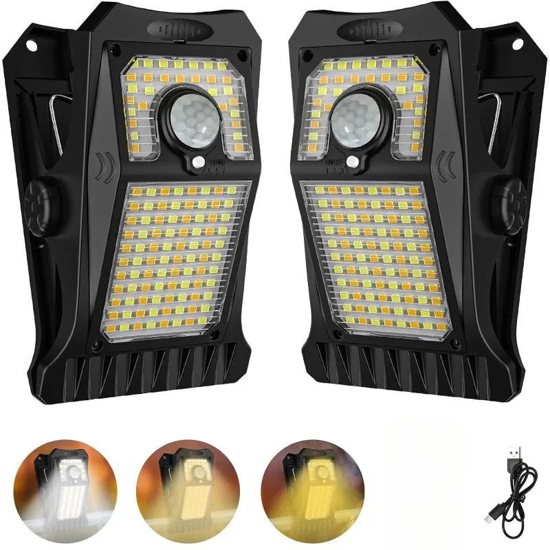 2Pack 90LEDs Solar Lights Outdoor Clip-on Motion Sensor Lights 3 Mode IP65 Waterproof Security Light For Fence Deck Wall Garage Patio