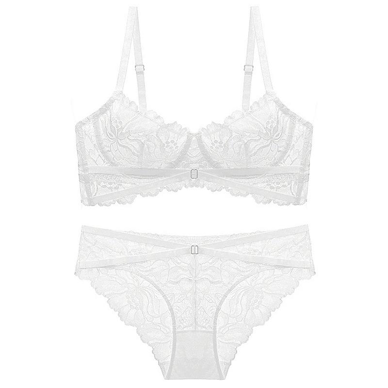 Французский кружевной ультратонкий комплект нижнего белья, сексуальный бандажный бюстгальтер пуш-ап, женский бюстгальтер с вышивкой размера плюс, полый дышащий бюстгальтер