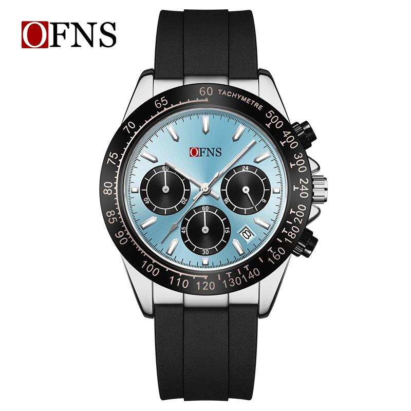 Роскошные мужские кварцевые часы, многофункциональные, три очка, шесть стрелок, хронограф, водонепроницаемые, ночник, мужские кварцевые часы