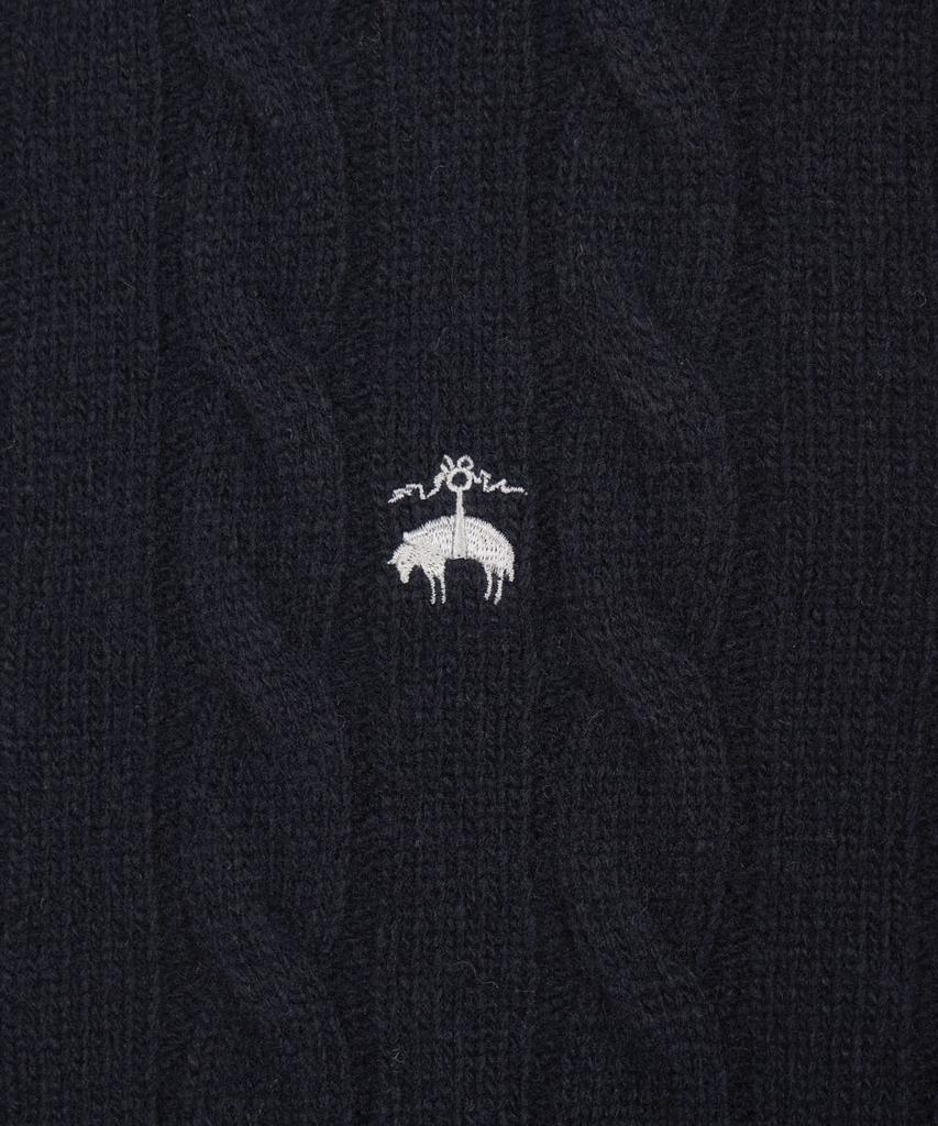 Brooks Brothers Cable Zip-Up Sweater (Dark Navy) (Bbwcmbf406)