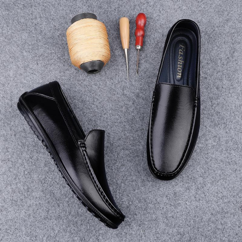 Модные классические повседневные мокасины из натуральной кожи, дышащие деловые туфли, сверхлегкие мужские туфли для вождения, мокасины
