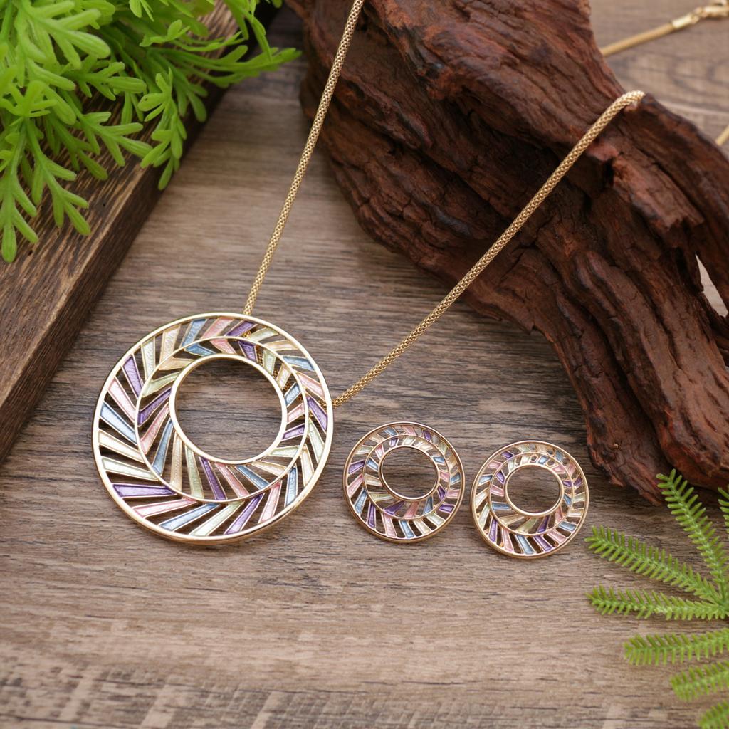 Новый цветная масляная живопись полый кольцевой набор серег-пуссет и подвески, женское преувеличенное кольцо и ожерелье.