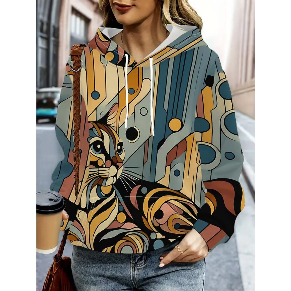 Весенняя толстовка в европейско-американском стиле Винтажный узор с животными Кроликом 3D-печать Толстовка Женская Повседневная Уличная Одежда Свитшот Мужская Одежда Топ