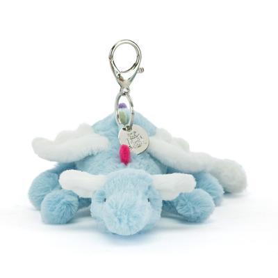 Jellycat Подвеска-брелок Небесный Дракон Малыш Голубой Белые Крылья Мягкий Плюшевый Брелок